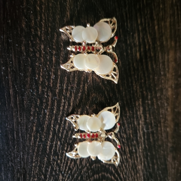 Vintage butterfly Pin brooch nother of Pearl and gold 1950's - Picture 8 of 8